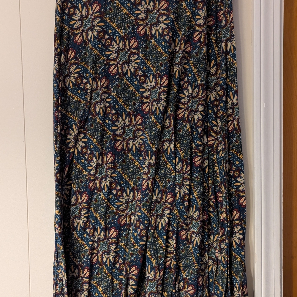 LuLaRoe Maxi Skirt with Blue and Cream Floral Design